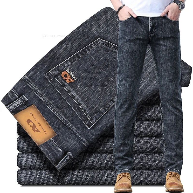 Jean Homme Slim Stretch Confortable - Coupe Droite Casual Chic