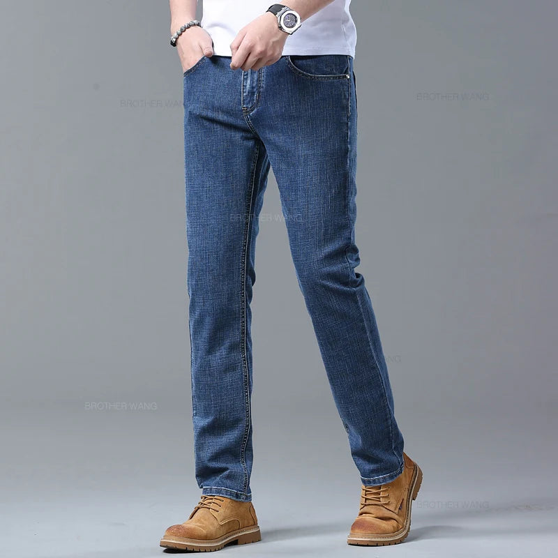 Jean Homme Slim Stretch Confortable - Coupe Droite Casual Chic
