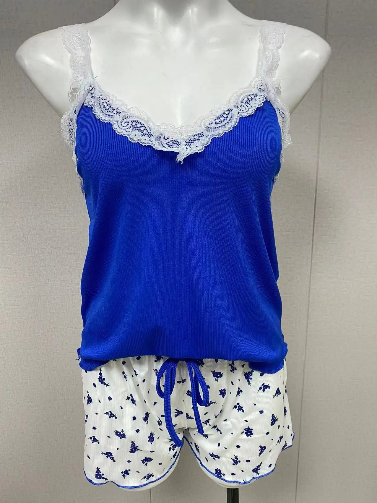 Ensemble Pyjama Femme Dentelle Caraco + Short - Nuisette Sexy 2 Pièces