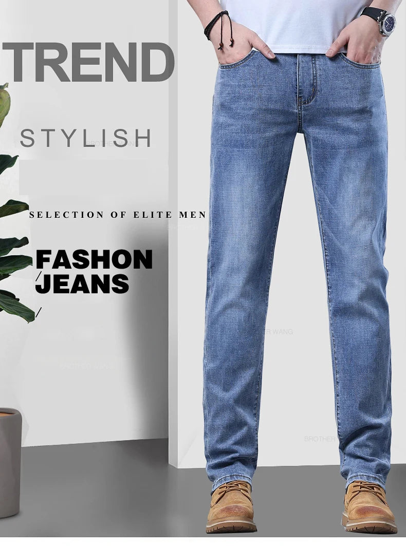 Jean Homme Slim Stretch Confortable - Coupe Droite Casual Chic