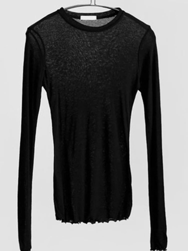 T-shirt Femme Manches Longues Uni | Basique Élastique