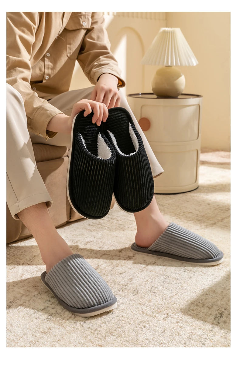 Chaussons Homme Hiver Chauds Peluche - Pantoufles Antidérapantes Intérieur