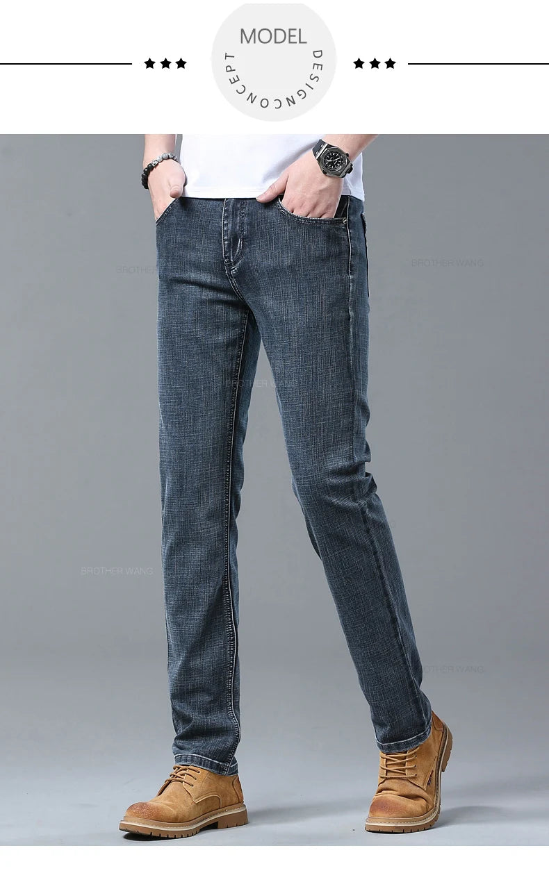 Jean Homme Slim Stretch Confortable - Coupe Droite Casual Chic