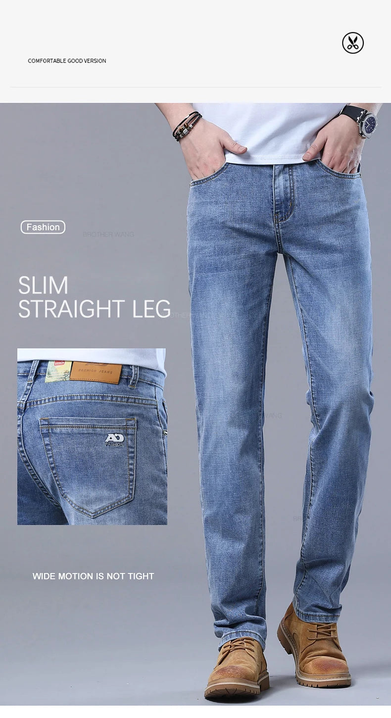 Jean Homme Slim Stretch Confortable - Coupe Droite Casual Chic