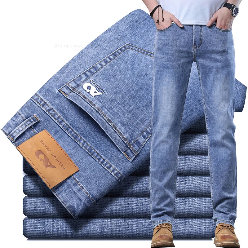 Jean Homme Slim Stretch Confortable - Coupe Droite Casual Chic