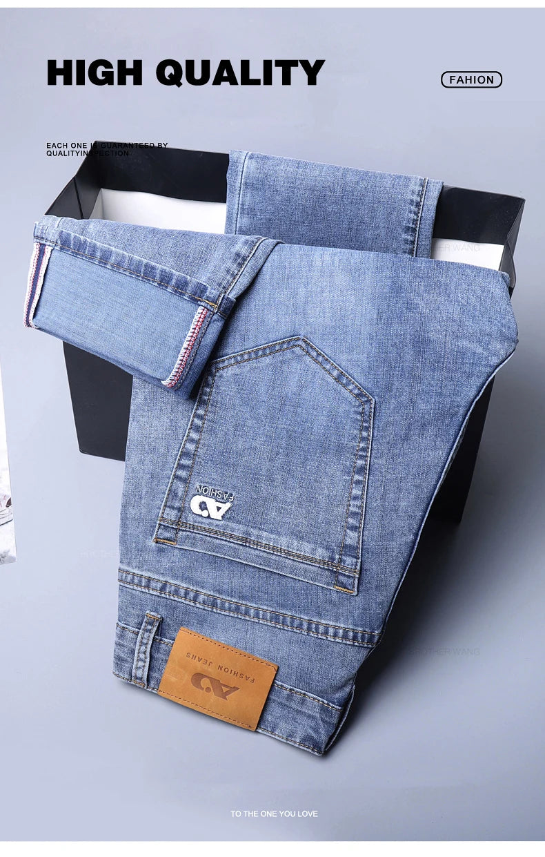 Jean Homme Slim Stretch Confortable - Coupe Droite Casual Chic
