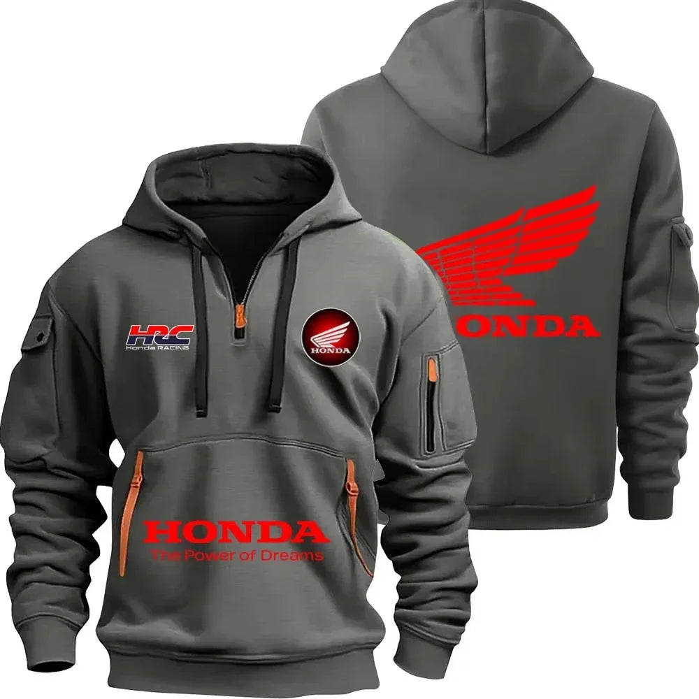 Sweat à Capuche Honda Homme - Femme - Demi-Zip Sport Outdoor Printemps Automne