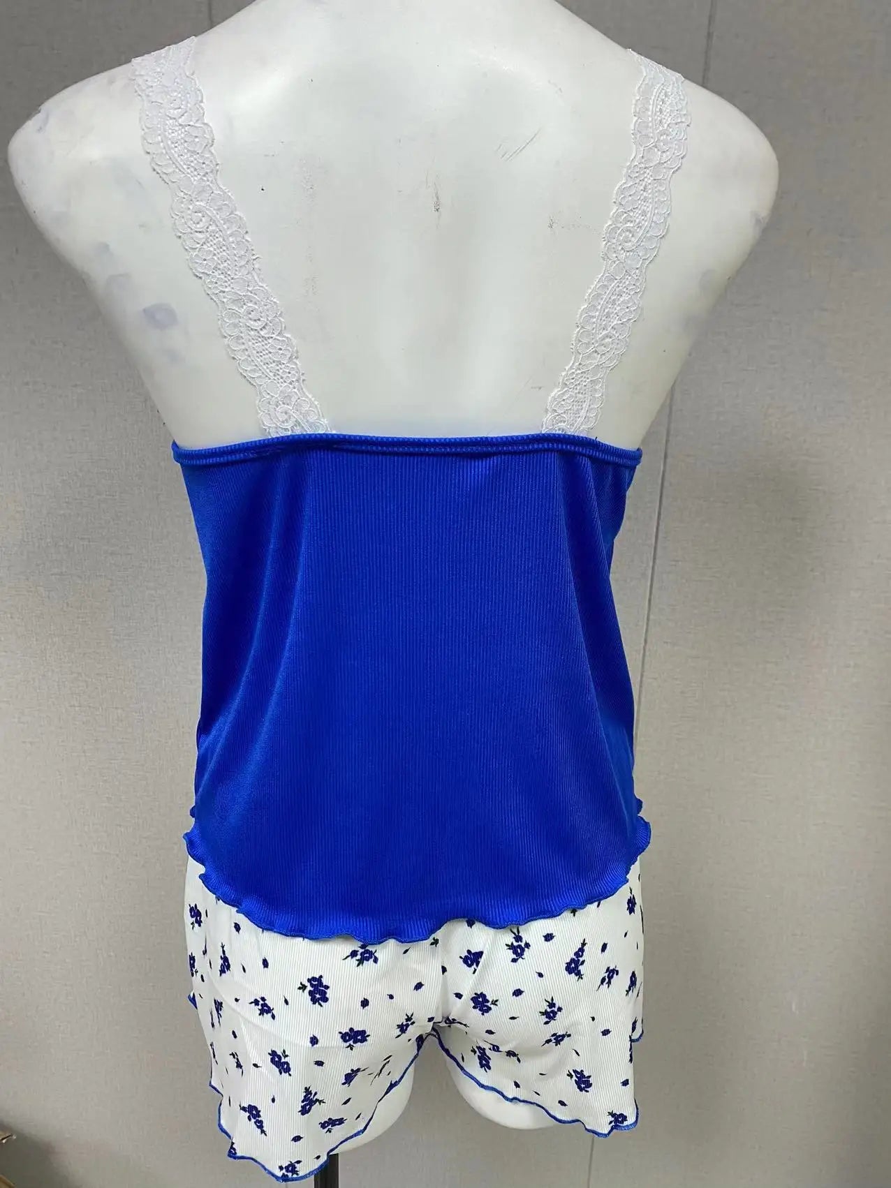 Ensemble Pyjama Femme Dentelle Caraco + Short - Nuisette Sexy 2 Pièces
