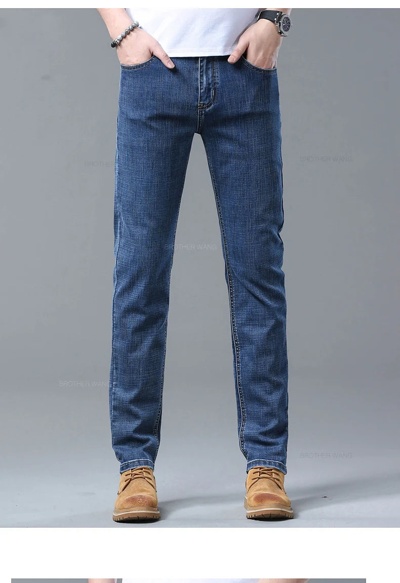 Jean Homme Slim Stretch Confortable - Coupe Droite Casual Chic