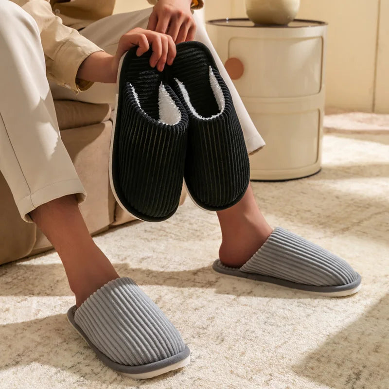 Chaussons Homme Hiver Chauds Peluche - Pantoufles Antidérapantes Intérieur