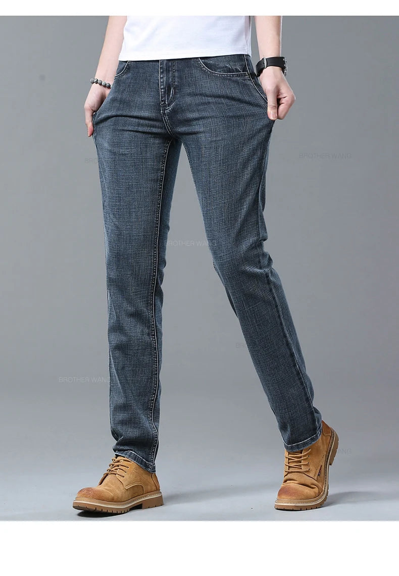 Jean Homme Slim Stretch Confortable - Coupe Droite Casual Chic