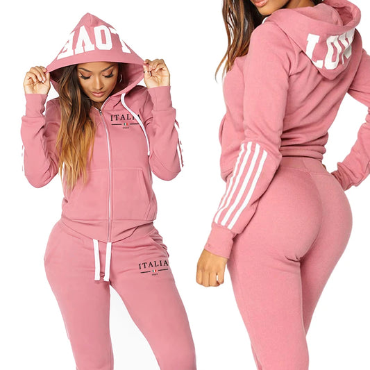 Ensemble Survêtement Femme Zip Sweat à Capuche + Pantalon Slim - Jogging Sport