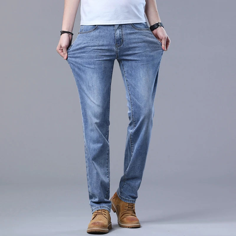Jean Homme Slim Stretch Confortable - Coupe Droite Casual Chic
