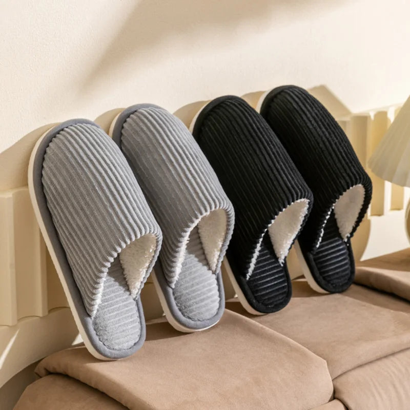 Chaussons Homme Hiver Chauds Peluche - Pantoufles Antidérapantes Intérieur