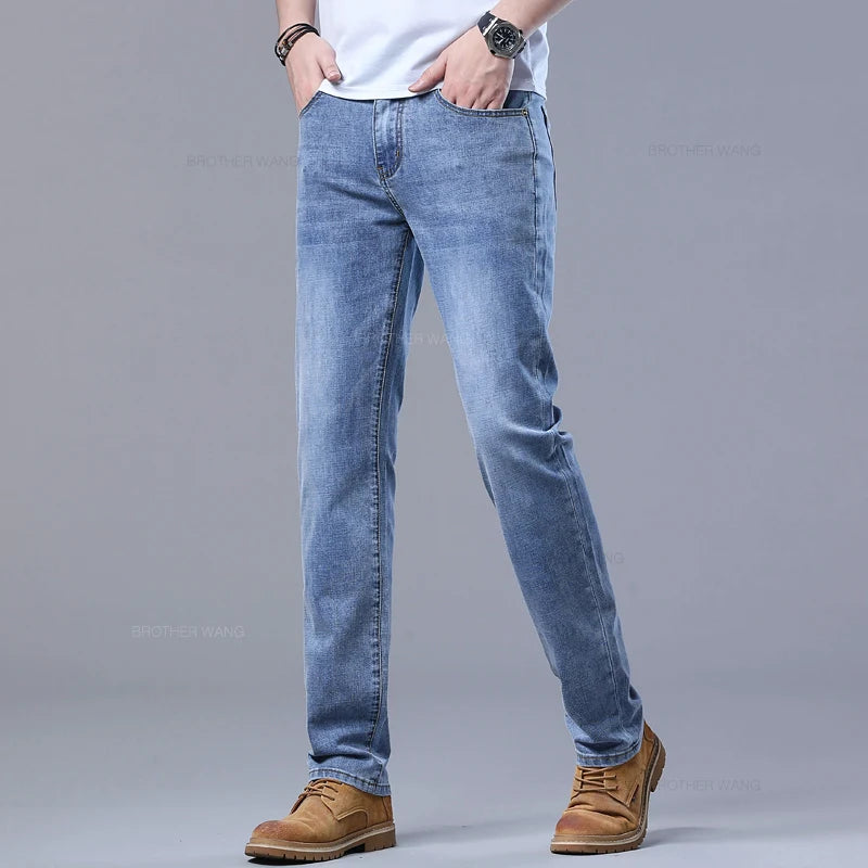 Jean Homme Slim Stretch Confortable - Coupe Droite Casual Chic
