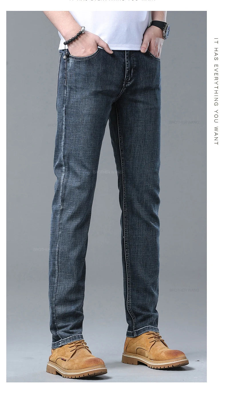 Jean Homme Slim Stretch Confortable - Coupe Droite Casual Chic
