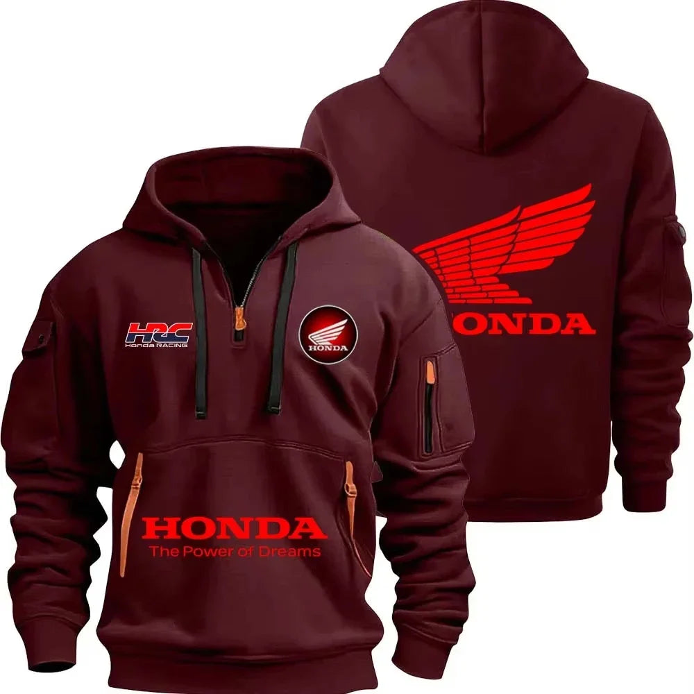 Sweat à Capuche Honda Homme - Femme - Demi-Zip Sport Outdoor Printemps Automne
