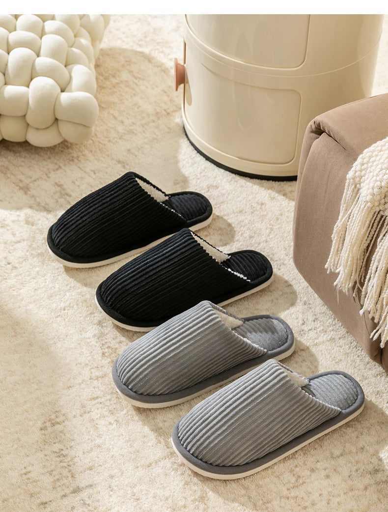 Chaussons Homme Hiver Chauds Peluche - Pantoufles Antidérapantes Intérieur