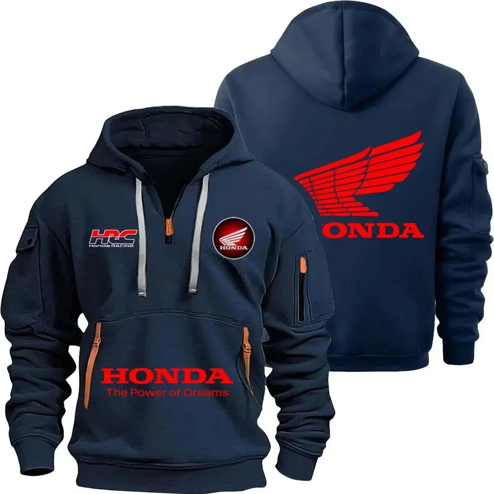 Sweat à Capuche Honda Homme - Femme - Demi-Zip Sport Outdoor Printemps Automne