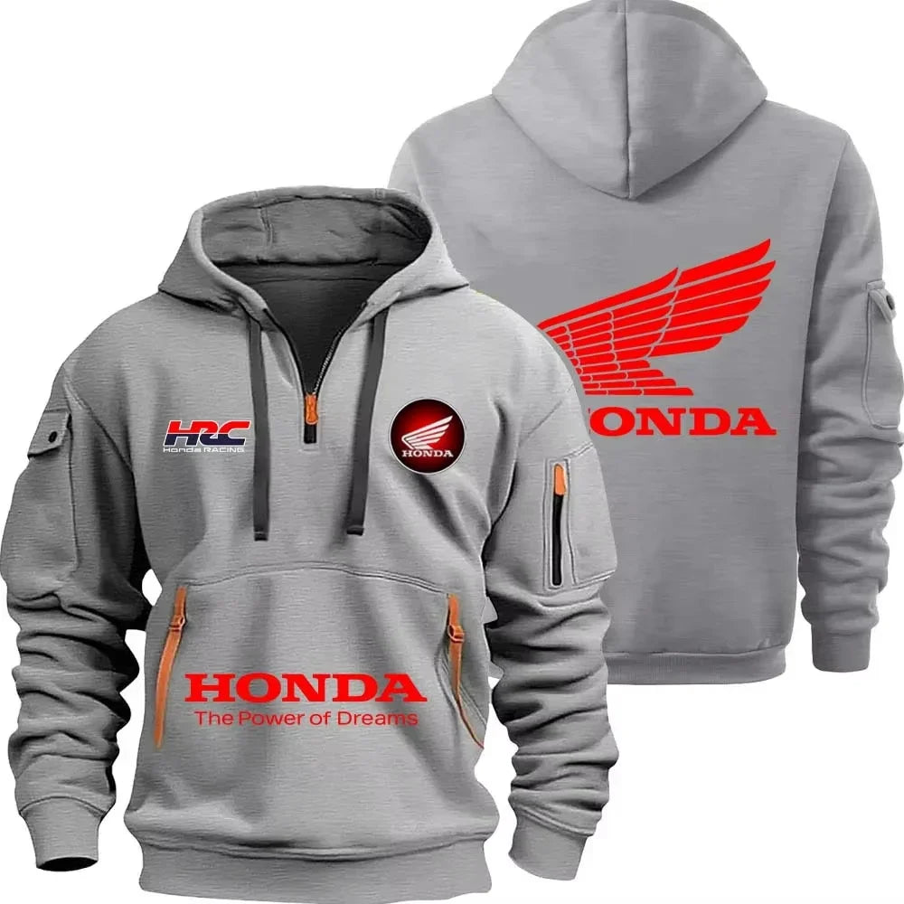 Sweat à Capuche Honda Homme - Femme - Demi-Zip Sport Outdoor Printemps Automne