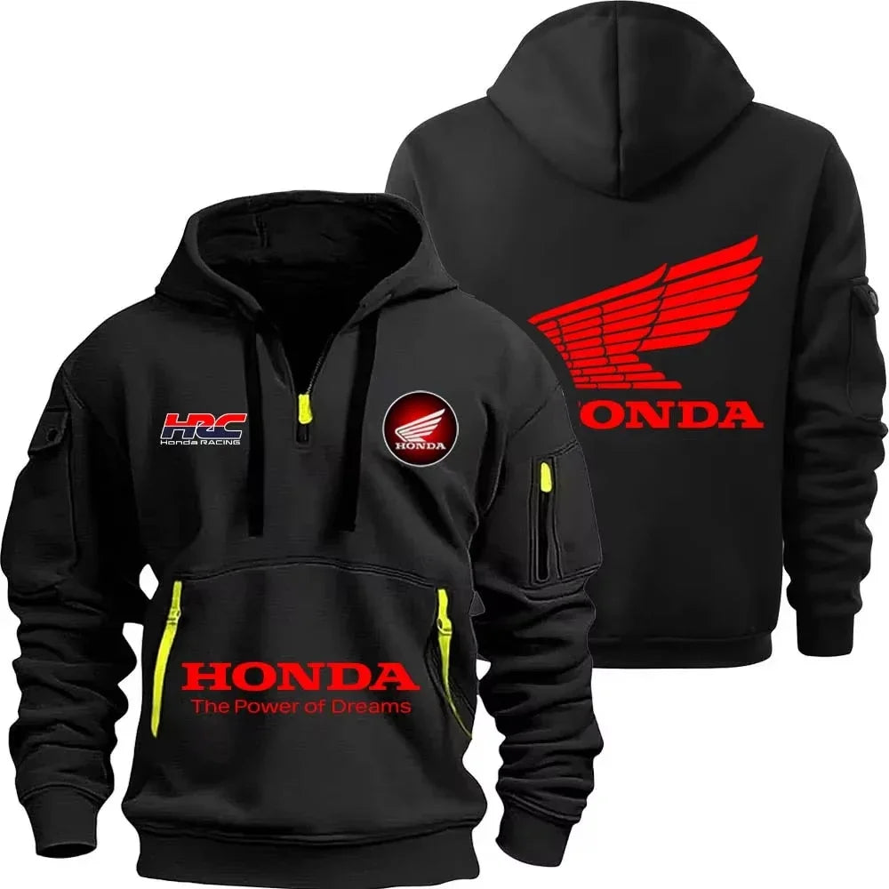 Sweat à Capuche Honda Homme - Femme - Demi-Zip Sport Outdoor Printemps Automne