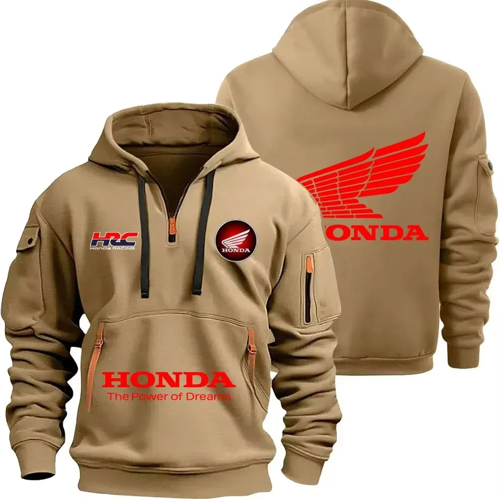 Sweat à Capuche Honda Homme - Femme - Demi-Zip Sport Outdoor Printemps Automne