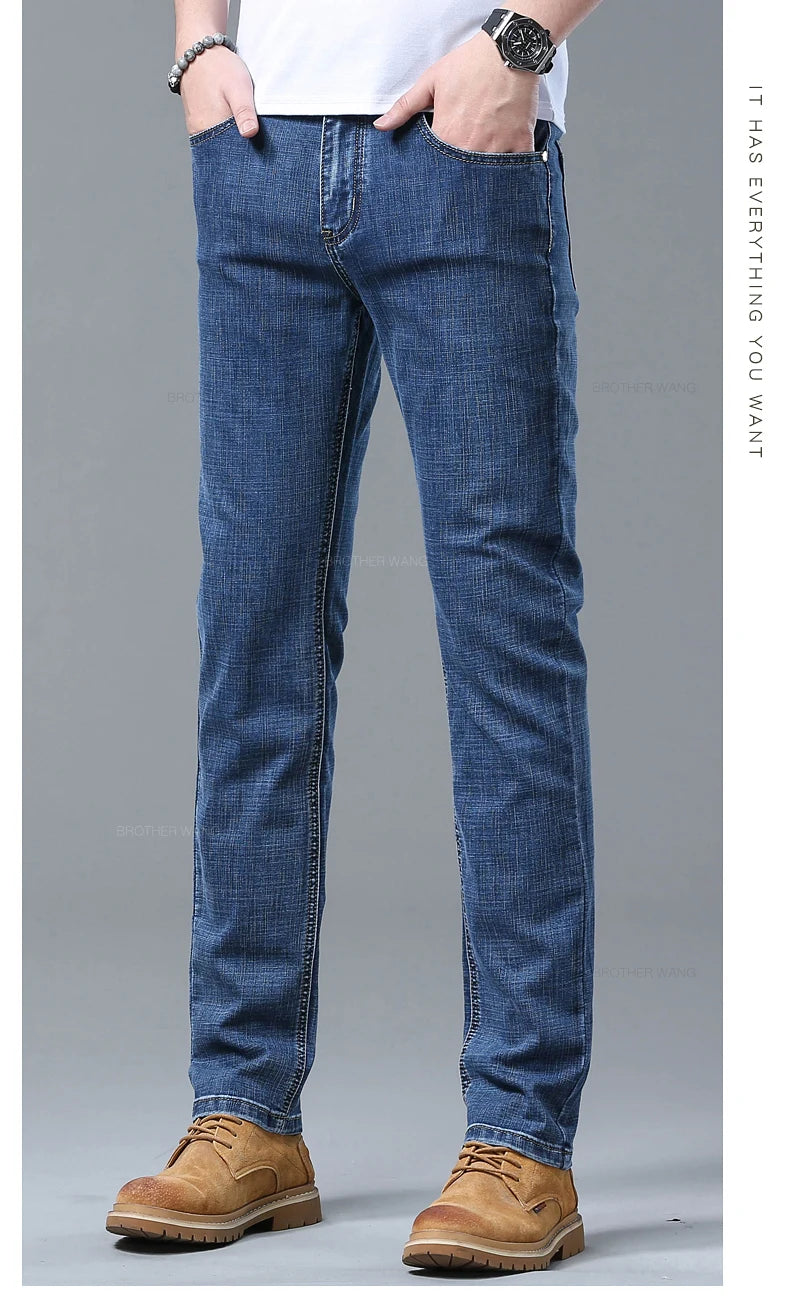 Jean Homme Slim Stretch Confortable - Coupe Droite Casual Chic