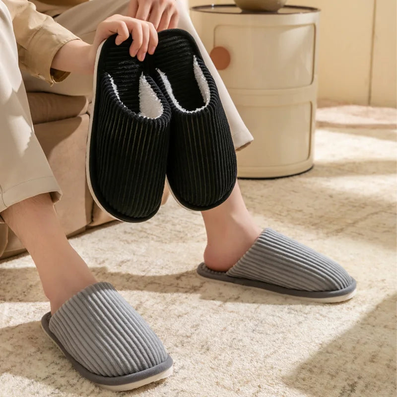 Chaussons Homme Hiver Chauds Peluche - Pantoufles Antidérapantes Intérieur