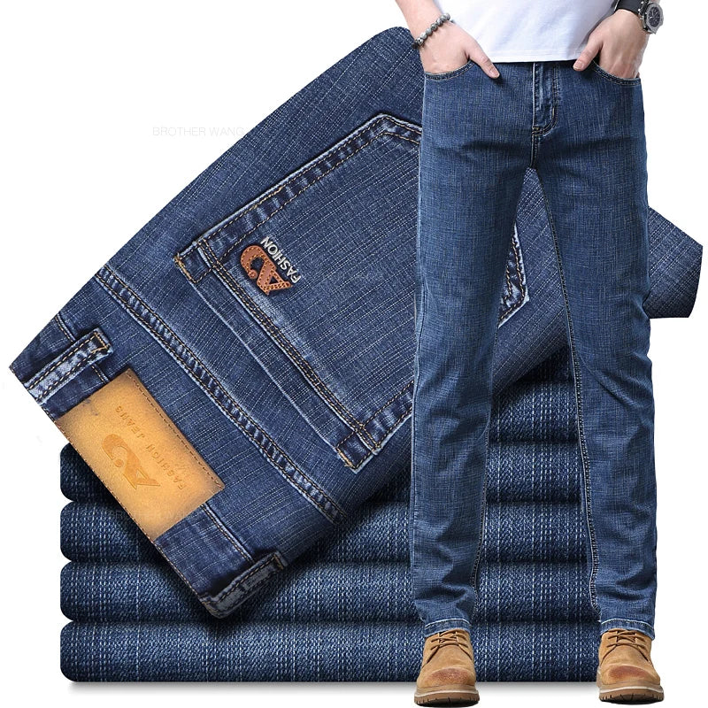 Jean Homme Slim Stretch Confortable - Coupe Droite Casual Chic
