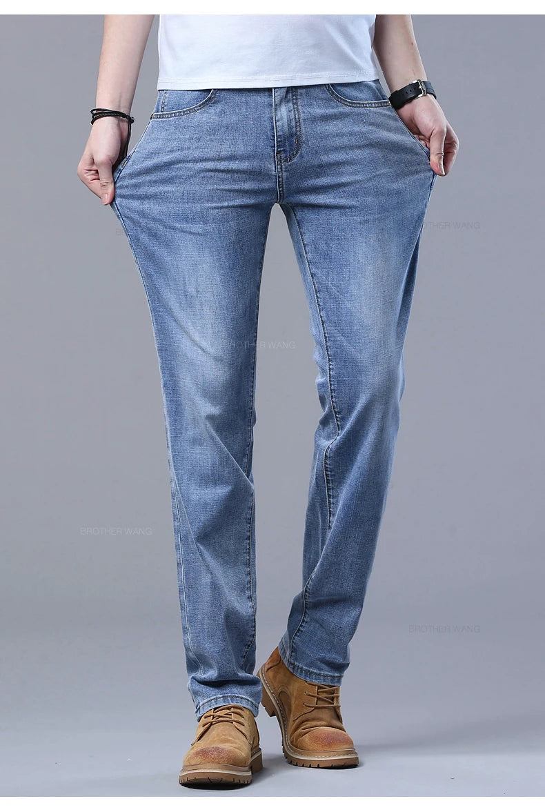 Jean Homme Slim Stretch Confortable - Coupe Droite Casual Chic